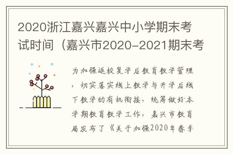 2020浙江嘉兴嘉兴中小学期末考试时间（嘉兴市2020-2021期末考试时间）
