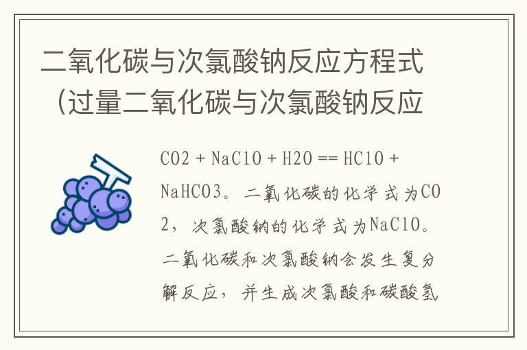 二氧化碳与次氯酸钠反应方程式（过量二氧化碳与次氯酸钠反应方程式）