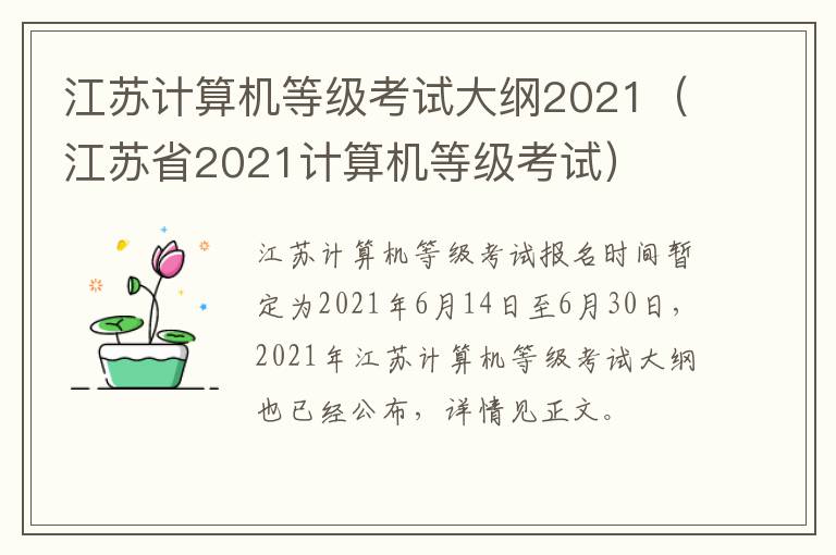 江苏计算机等级考试大纲2021（江苏省2021计算机等级考试）