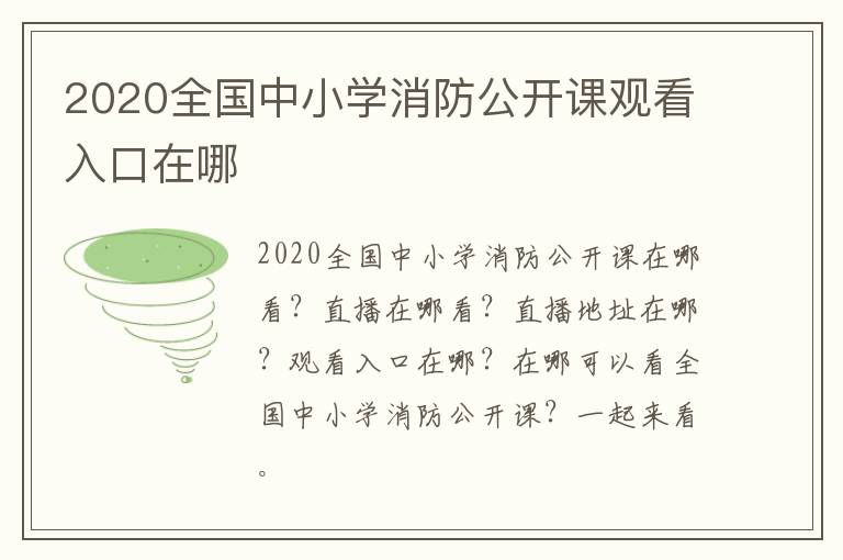 2020全国中小学消防公开课观看入口在哪