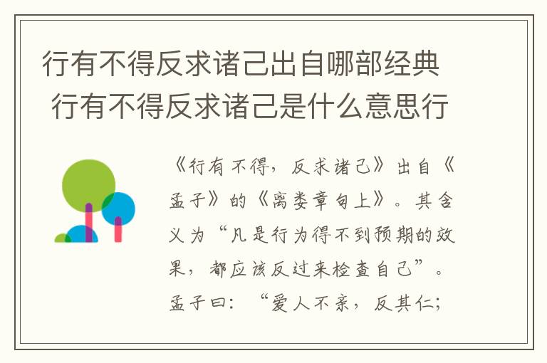 行有不得反求诸己出自哪部经典 行有不得反求诸己是什么意思行有不得反求诸己
