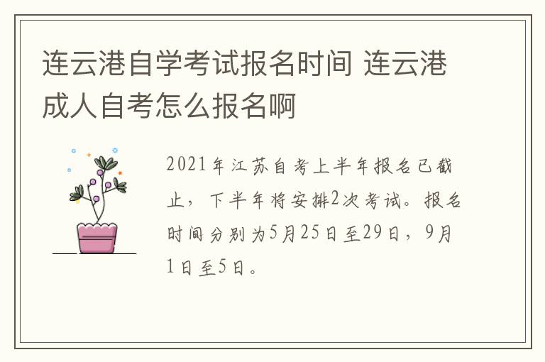 连云港自学考试报名时间 连云港成人自考怎么报名啊