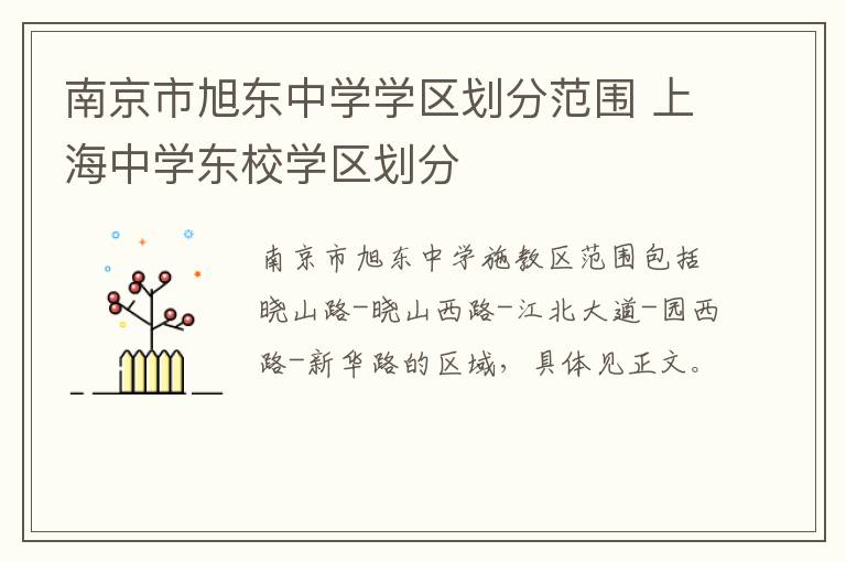南京市旭东中学学区划分范围 上海中学东校学区划分