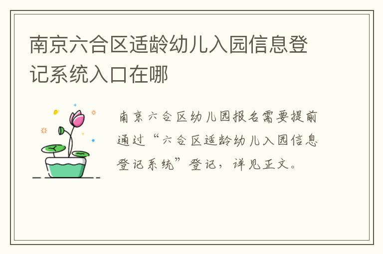 南京六合区适龄幼儿入园信息登记系统入口在哪