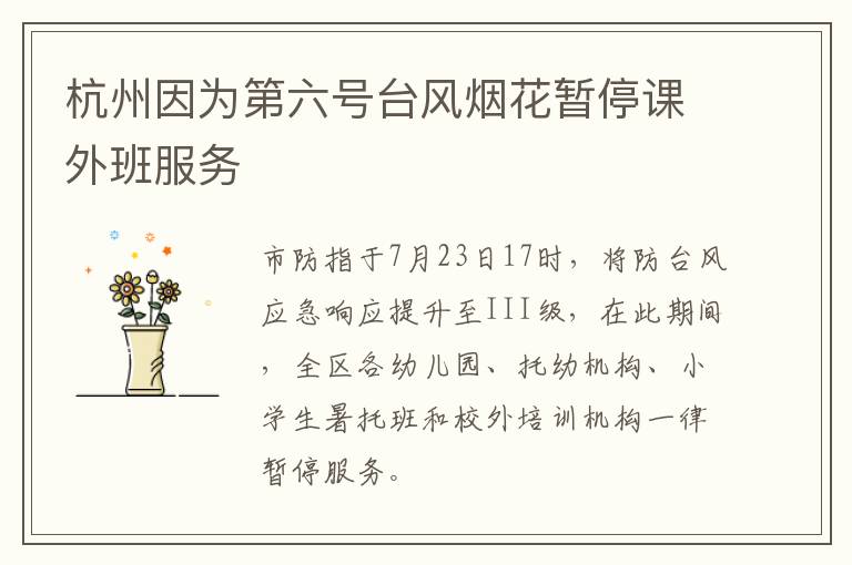 杭州因为第六号台风烟花暂停课外班服务