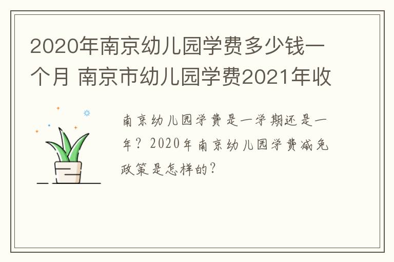 2020年南京幼儿园学费多少钱一个月 南京市幼儿园学费2021年收费标准