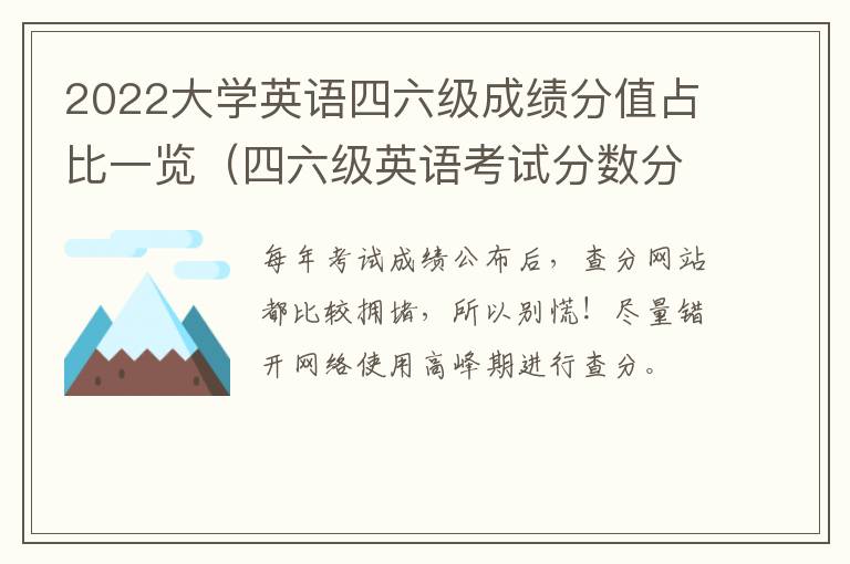 2022大学英语四六级成绩分值占比一览（四六级英语考试分数分布）