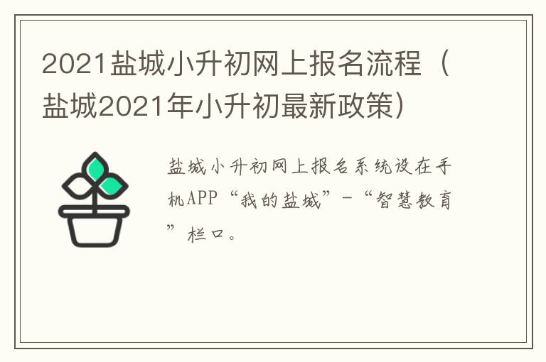 2021盐城小升初网上报名流程（盐城2021年小升初最新政策）