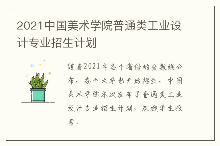 2021中国美术学院普通类工业设计专业招生计划
