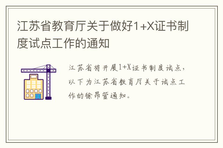 江苏省教育厅关于做好1+X证书制度试点工作的通知