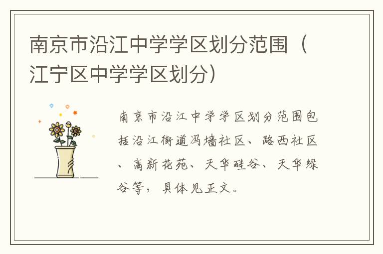 南京市沿江中学学区划分范围（江宁区中学学区划分）