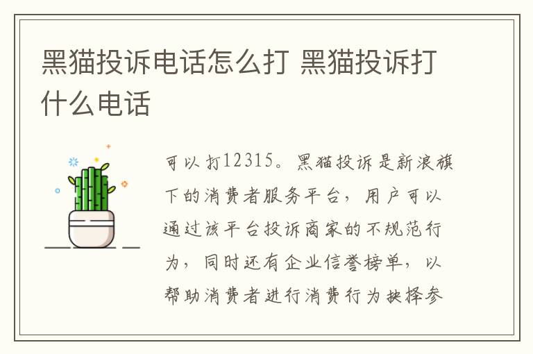 黑猫投诉电话怎么打 黑猫投诉打什么电话