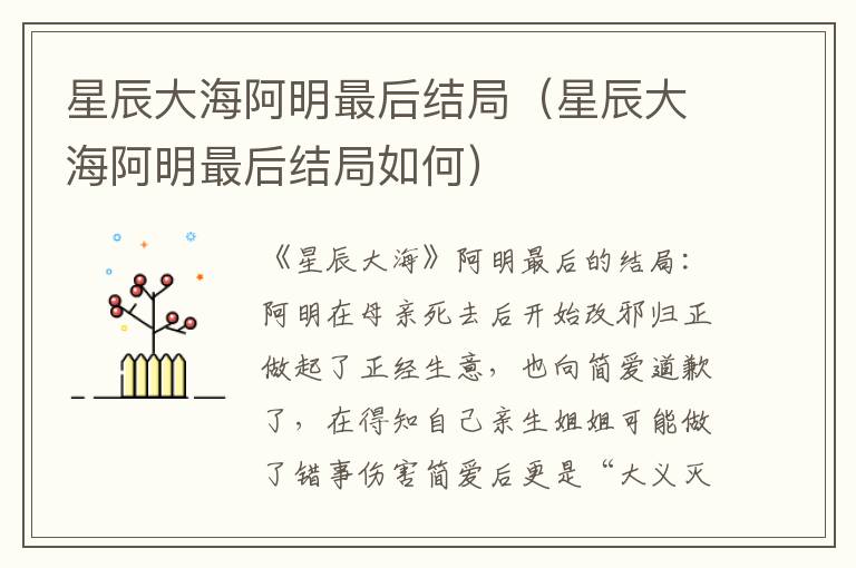 星辰大海阿明最后结局（星辰大海阿明最后结局如何）