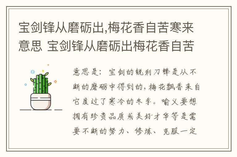 宝剑锋从磨砺出,梅花香自苦寒来意思 宝剑锋从磨砺出梅花香自苦寒来意思是