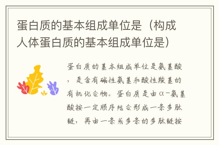 蛋白质的基本组成单位是(构成人体蛋白质的基本组成单位是)