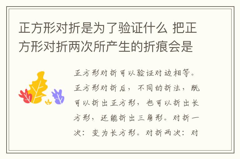 正方形对折是为了验证什么 把正方形对折两次所产生的折痕会是什么情况
