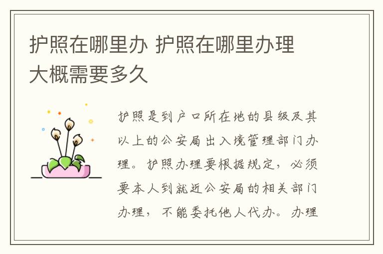 护照在哪里办 护照在哪里办理 大概需要多久