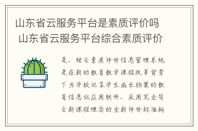 山东省云服务平台是素质评价吗 山东省云服务平台综合素质评价怎么填