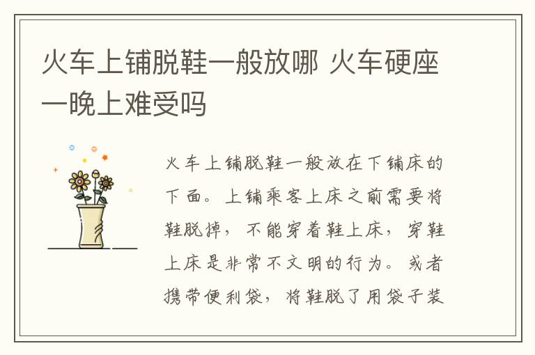 火车上铺脱鞋一般放哪 火车硬座一晚上难受吗