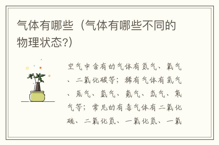 气体有哪些(气体有哪些不同的物理状态?)