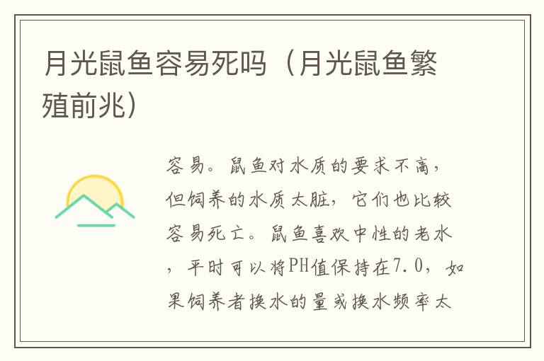 月光鼠鱼容易死吗（月光鼠鱼繁殖前兆）