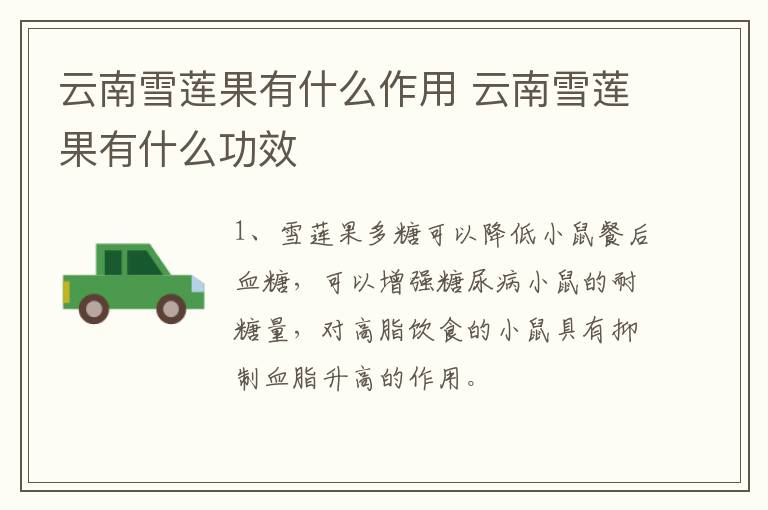 云南雪莲果有什么作用 云南雪莲果有什么功效