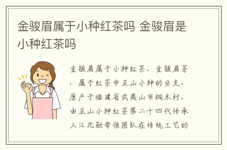 金骏眉属于小种红茶吗 金骏眉是小种红茶吗