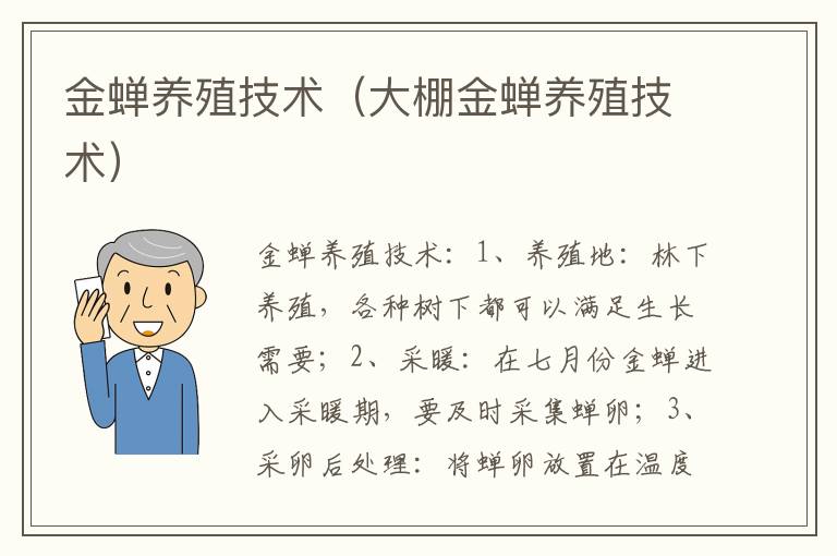 金蝉养殖技术（大棚金蝉养殖技术）