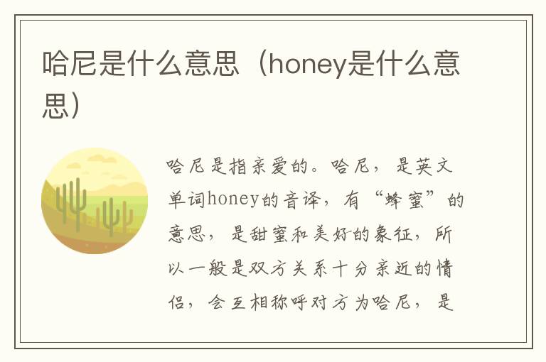 哈尼是什么意思（honey是什么意思）