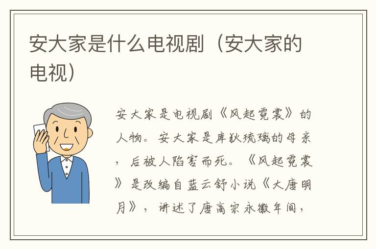 安大家是什么电视剧（安大家的电视）