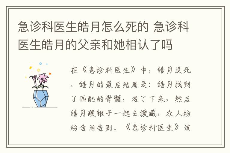 急诊科医生皓月怎么死的 急诊科医生皓月的父亲和她相认了吗