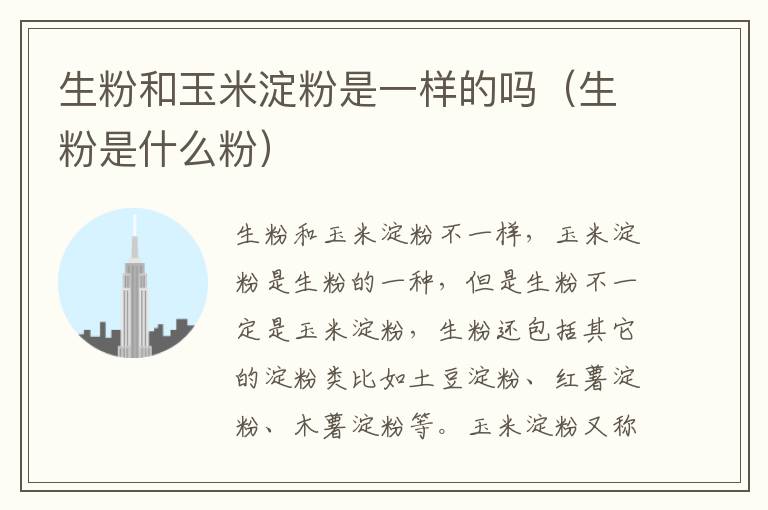 生粉和玉米淀粉是一样的吗(生粉是什么粉)