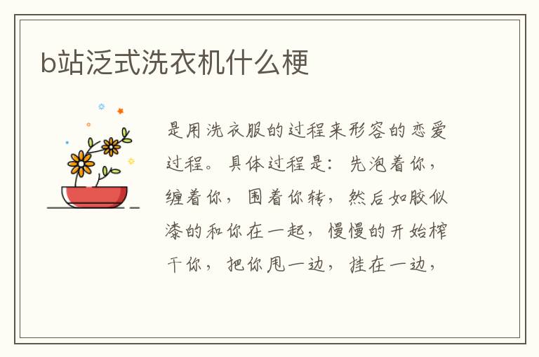 b站泛式洗衣机什么梗