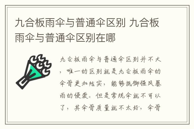 九合板雨伞与普通伞区别 九合板雨伞与普通伞区别在哪