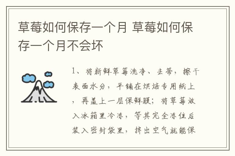 草莓如何保存一个月 草莓如何保存一个月不会坏