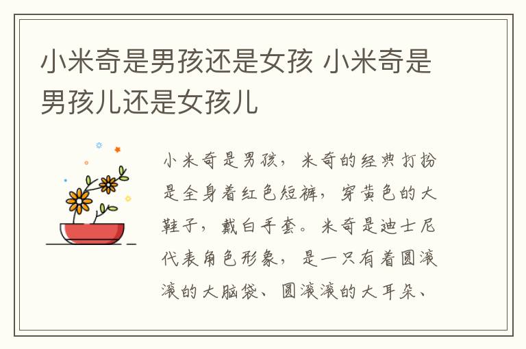 小米奇是男孩还是女孩 小米奇是男孩儿还是女孩儿