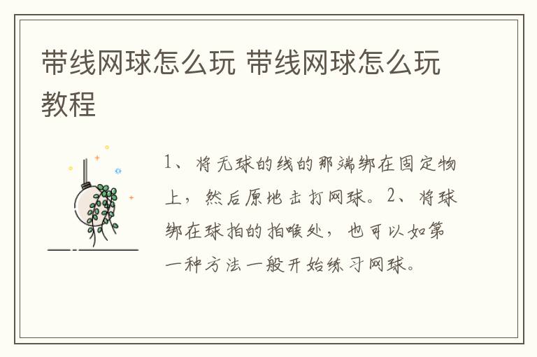 带线网球怎么玩 带线网球怎么玩教程
