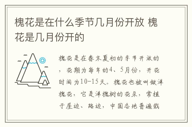 槐花是在什么季节几月份开放 槐花是几月份开的