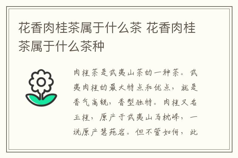 花香肉桂茶属于什么茶 花香肉桂茶属于什么茶种