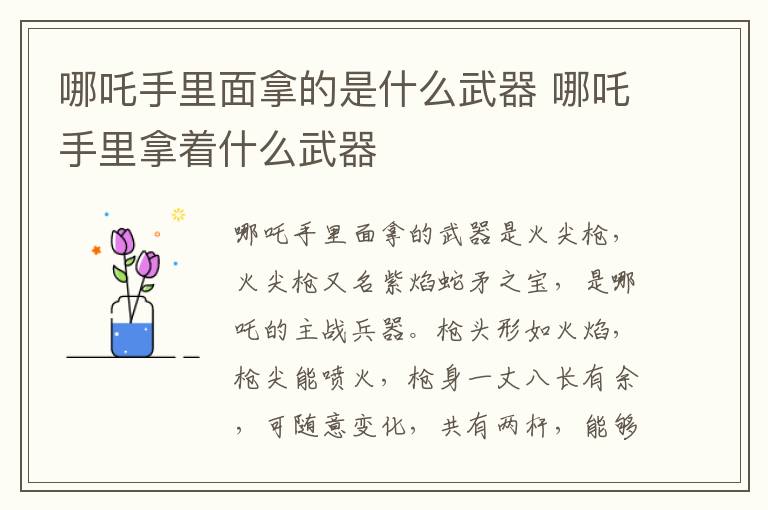 哪吒手里面拿的是什么武器 哪吒手里拿着什么武器