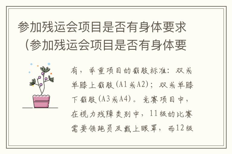 参加残运会项目是否有身体要求（参加残运会项目是否有身体要求呢）