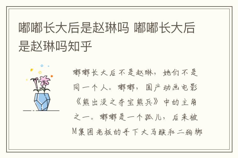 嘟嘟长大后是赵琳吗 嘟嘟长大后是赵琳吗知乎