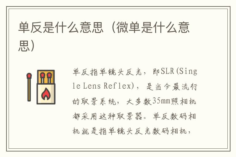 单反是什么意思（微单是什么意思）