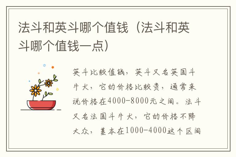 法斗和英斗哪个值钱（法斗和英斗哪个值钱一点）
