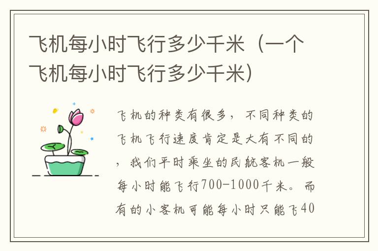 飞机每小时飞行多少千米（一个飞机每小时飞行多少千米）