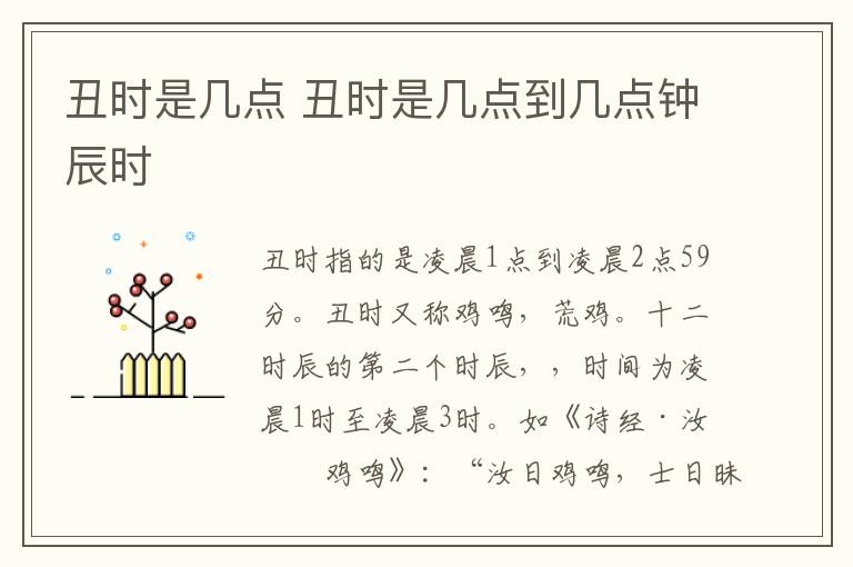 丑时是几点 丑时是几点到几点钟辰时