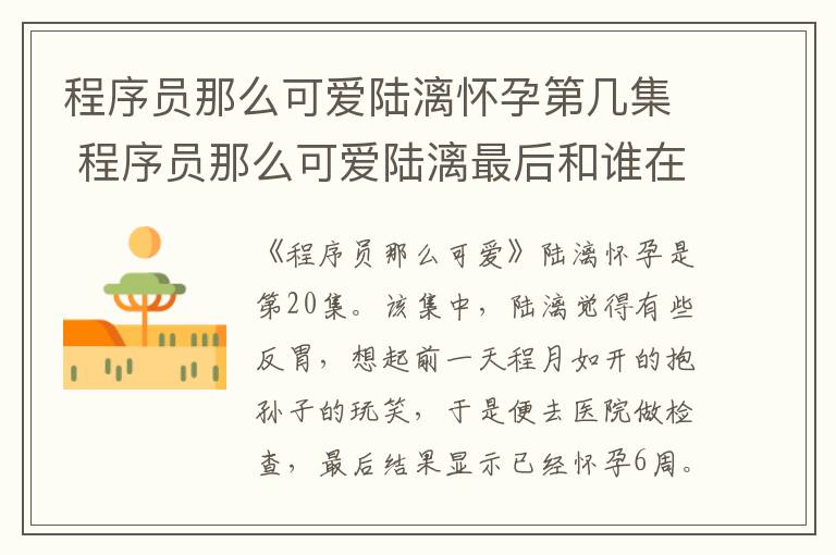 程序员那么可爱陆漓怀孕第几集 程序员那么可爱陆漓最后和谁在一起了