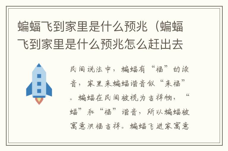 蝙蝠飞到家里是什么预兆（蝙蝠飞到家里是什么预兆怎么赶出去）