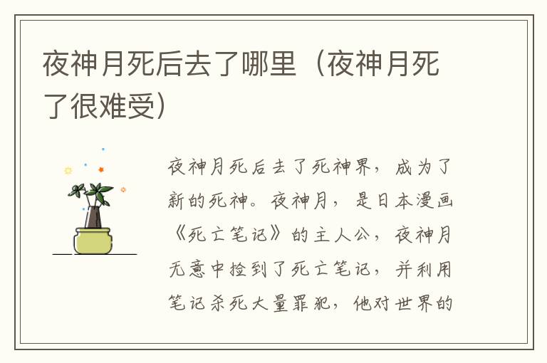 夜神月死后去了哪里（夜神月死了很难受）