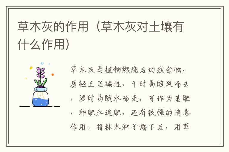 草木灰的作用(草木灰对土壤有什么作用)